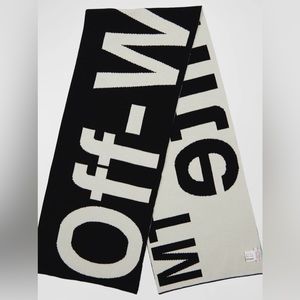 Off white logo ribbed wool cotton scarf